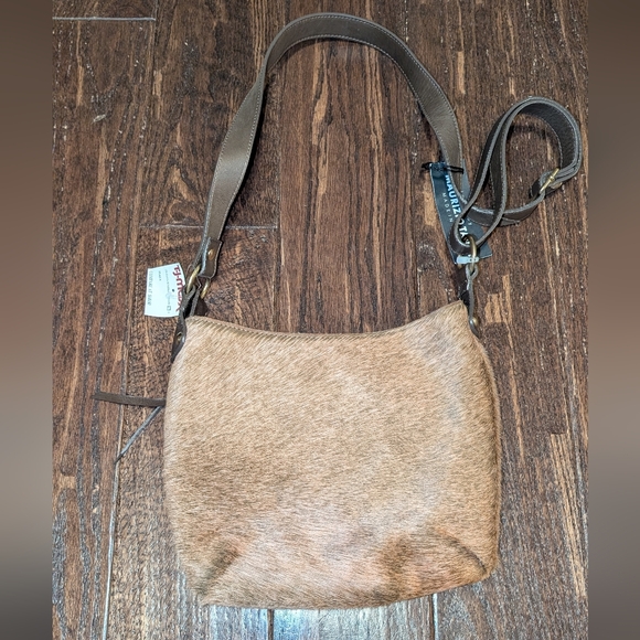 NWT Maurizio Taiuti Genuine Leather And Fur Crossbody Bag In Brown - Picture 14 of 16